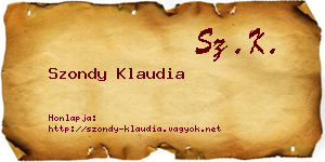 Szondy Klaudia névjegykártya